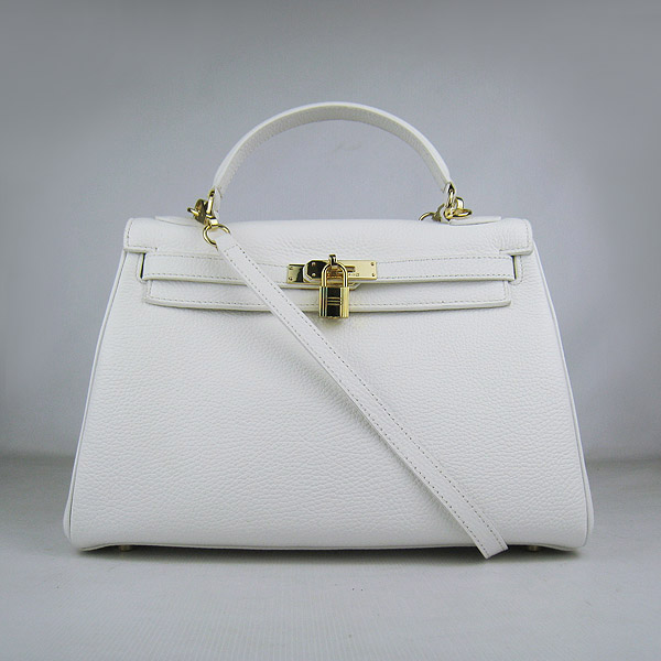 7A Replica Hermes Kelly 32cm Togo Leather Bag White 6108